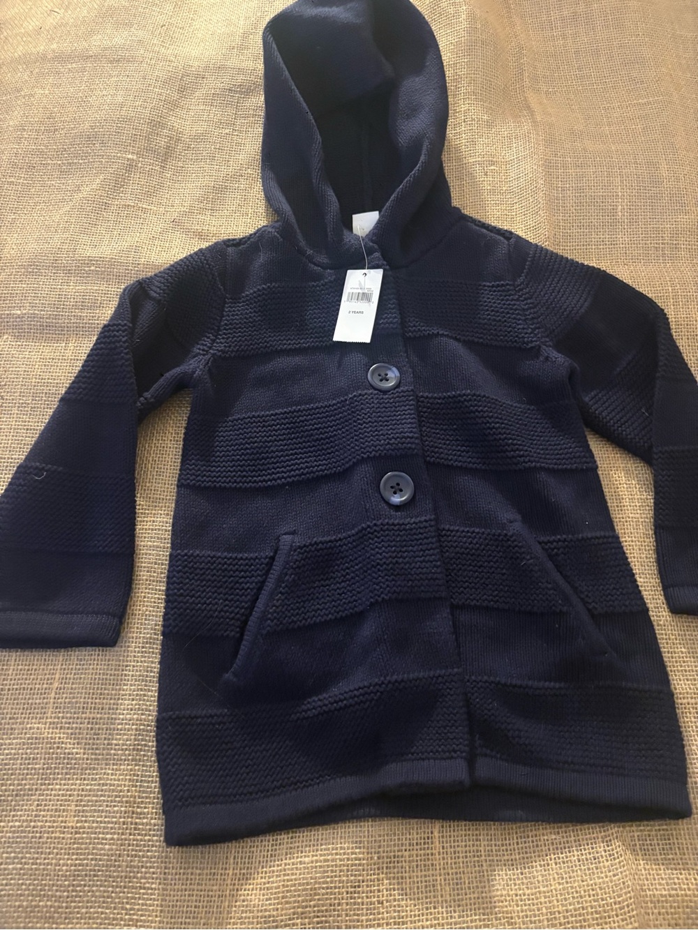 GAP Navy Hooded Knit Cardigan with Buttons